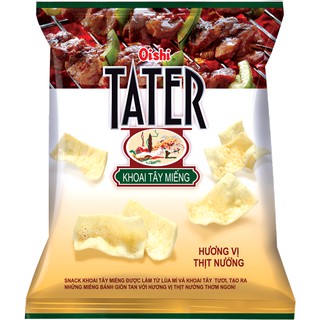 Snack Oishi Tater khoai tây miếng vị thịt nướng 48gr