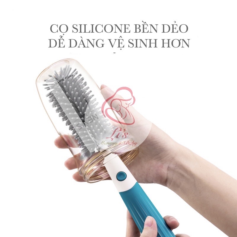 Cọ rửa bình sữa silicone cao cấp, Bộ 4 chi tiết rửa bình sữa,ống hút cao cấp moonship