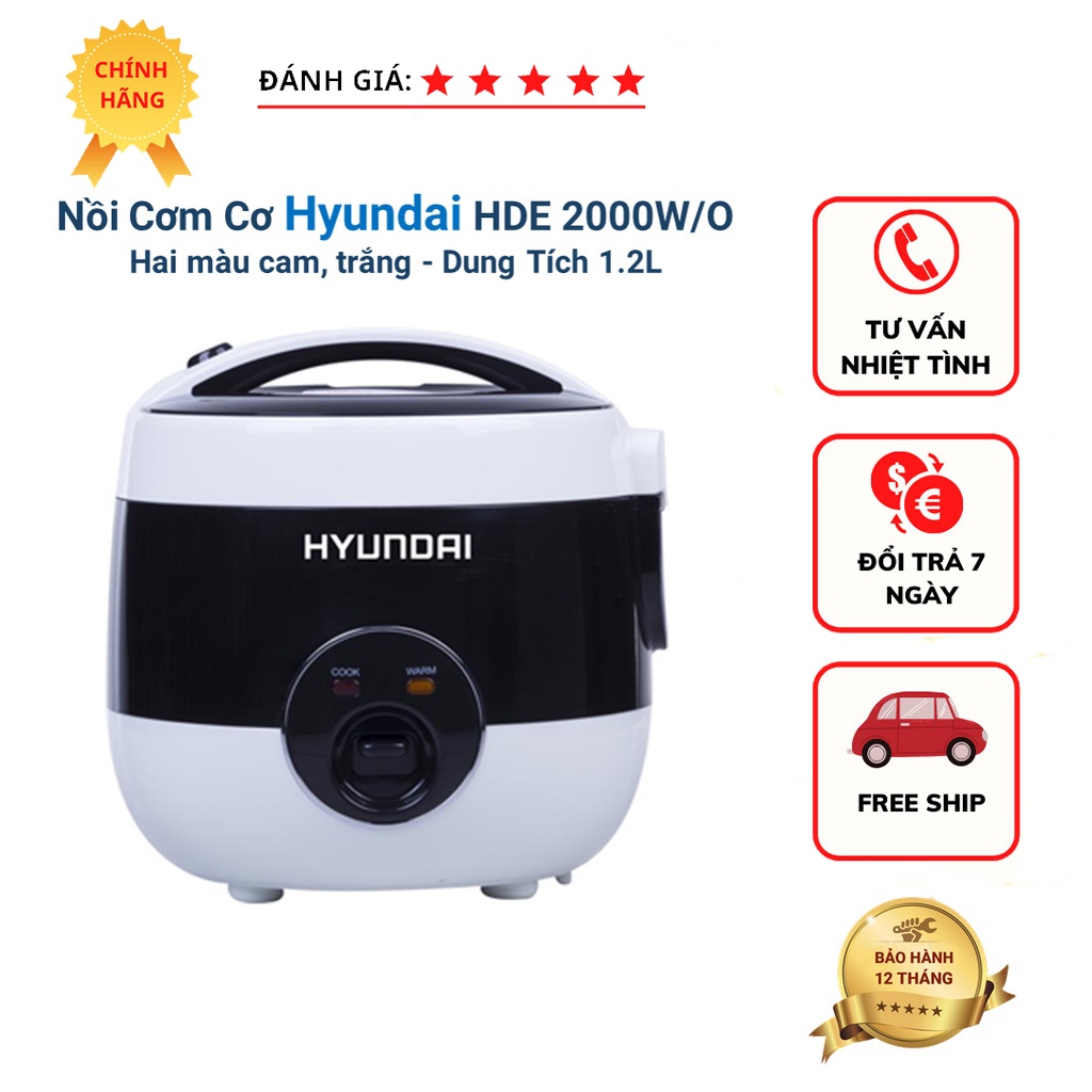 Nồi Cơm Cơ Huyndai HDE Hàn Quốc, dung tích 1.2L, công suất 500W, công nghệ nấu 3D bảo hành 12 tháng -TC MART