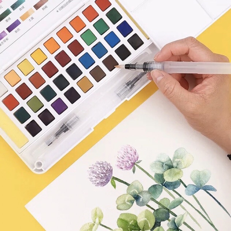 Màu Nước Solid Water Color Cao Cấp combo 12/18/24/36M Kèm Bút Nước