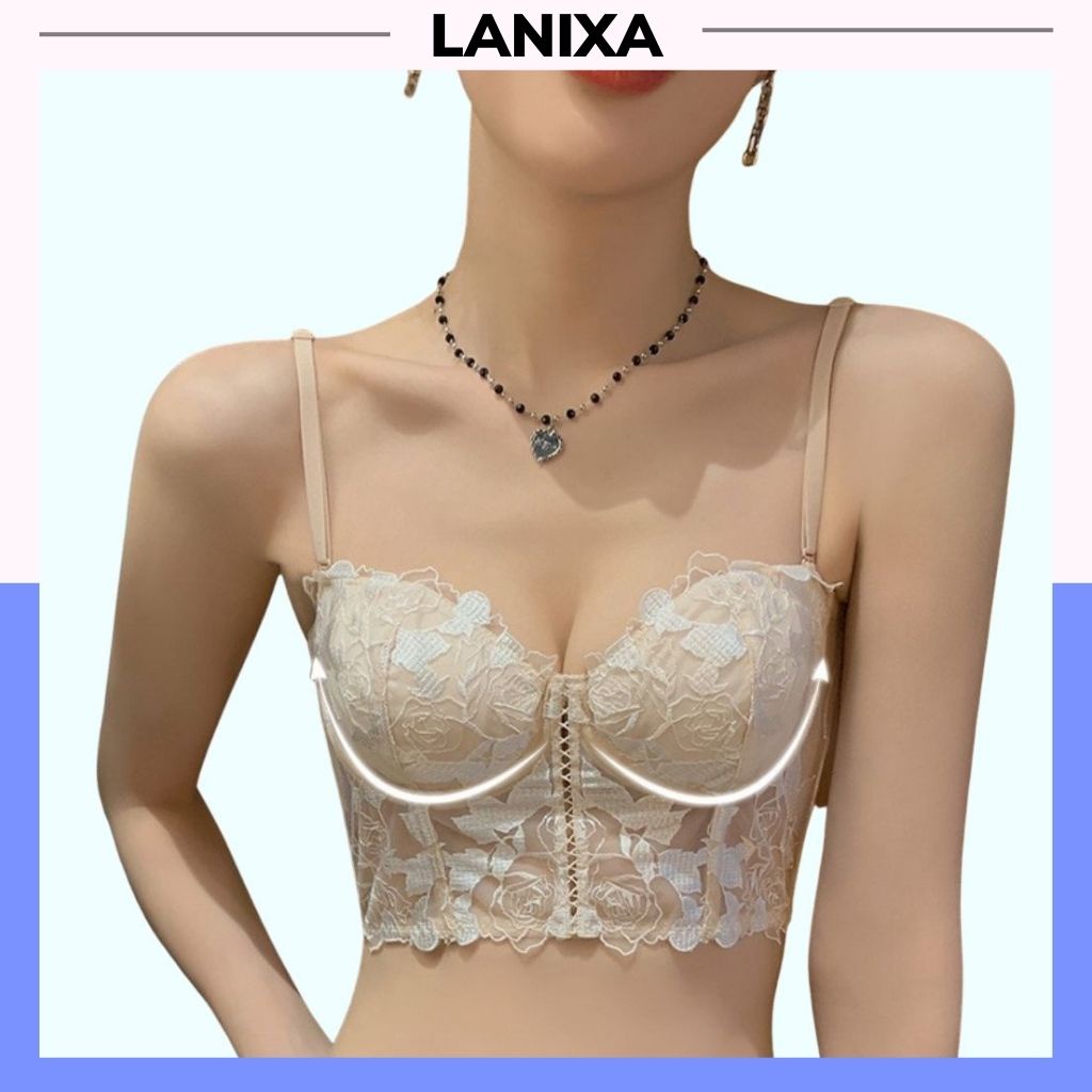 Áo bra nữ ren hoa cao cấp sexy, Áo lót có gọng nâng ngực đệm mút mỏng mềm mại gợi cảm và quyến rũ LANIXA A1982
