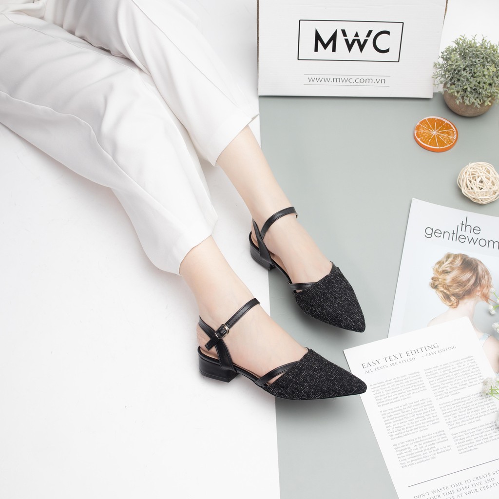 Giày Sandal Cao Gót MWC Đế Vuông 3CM Bít Mũi NUCG – 3916