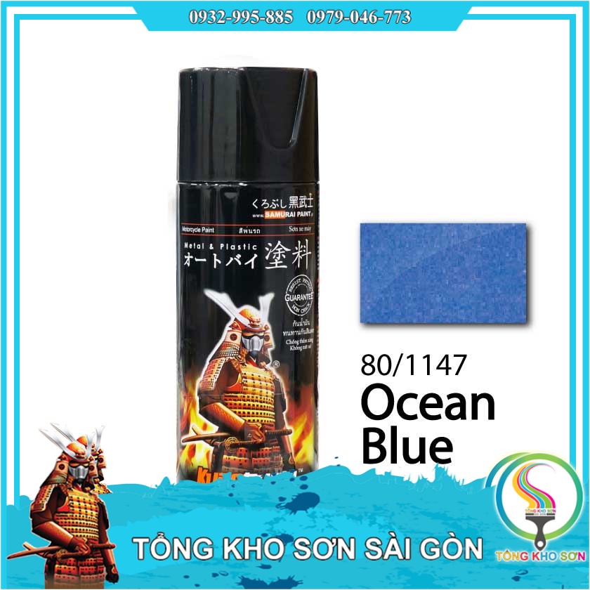 Chai sơn xịt màu xanh nước biển Ocean Blue 1147 Samurai Paint  Màu k im loại