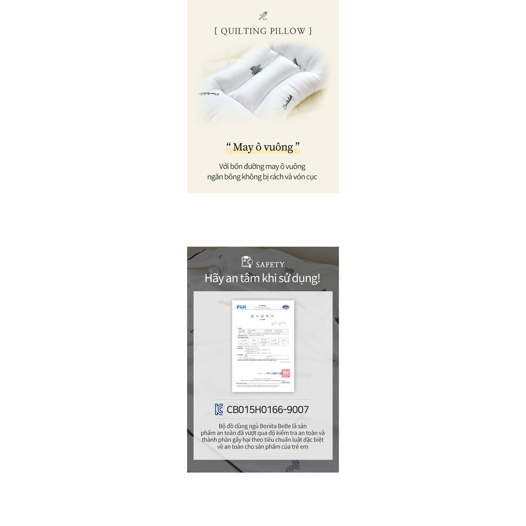 Gối bông Blin mềm mại cho bé từ sơ sinh đến 3 tuổi nhập khẩu Bonitabebe Hàn Quốc