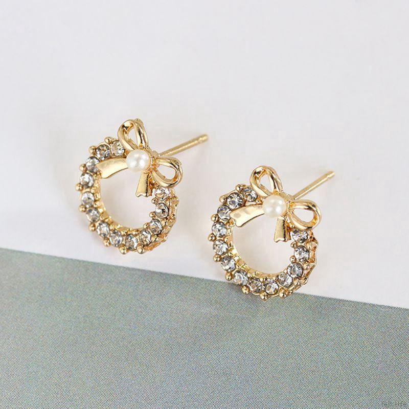 Hoa tai đính đá và ngọc trai thanh lịch dành cho nữ