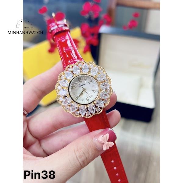 Đồng hồ nữ dây da Gulena 38mm mặt hoa