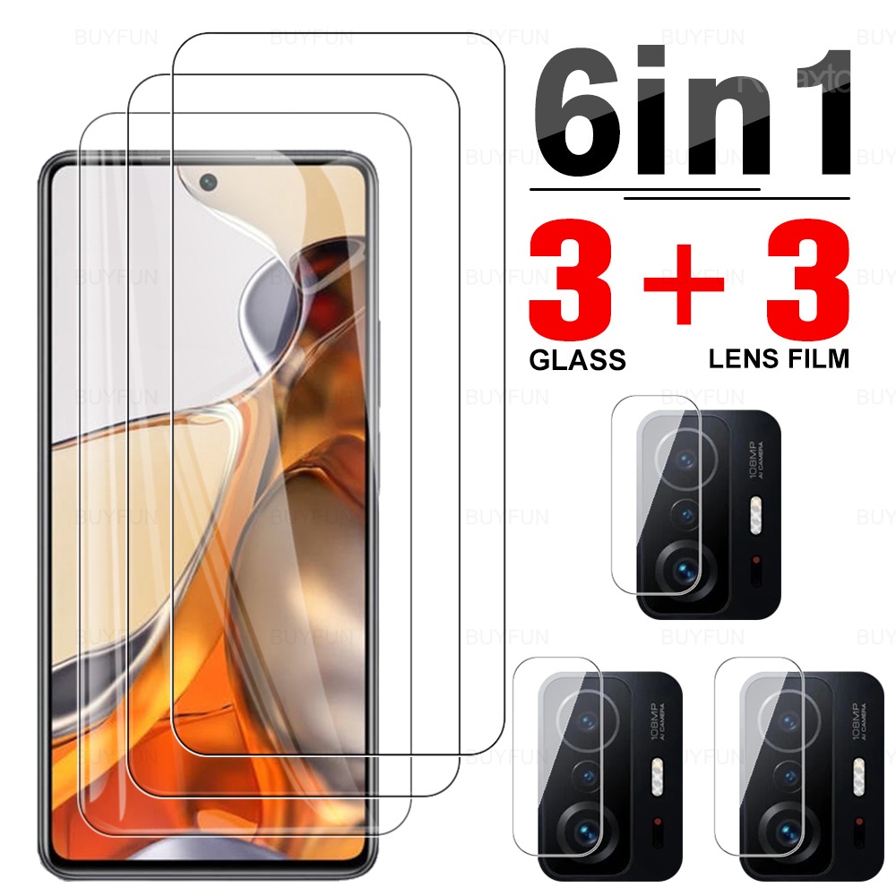 Ốp Điện Thoại Kính Cường Lực 6 Trong 1 Bảo Vệ Ống Kính Máy Ảnh Cho Xiaomi 11T Pro 11 Lite 11i 10T Pro 10 10T Lite