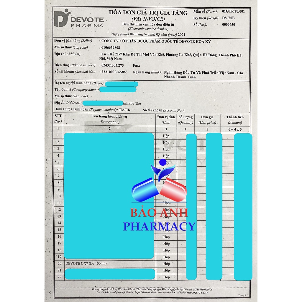 Dung dịch vệ sinh nữ Devote OX7 Dung dịch vệ sinh phụ nữ- An toàn cho cả mẹ bầu, sau sinh Chai 100ml