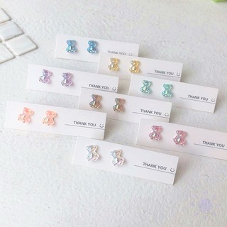 [Kim bạc S925 gấu nhiều màu] Bông tai gấu kẹo nhiều màu mini dễ thương mới 2020 phiên bản Hàn Quốc- MUSE