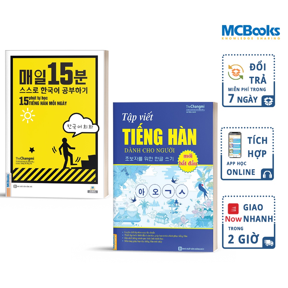 Sách - Combo 15 Phút Tự Học Tiếng Hàn Mỗi Ngày Và Tập Viết Tiếng Hàn Dành Cho Người Mới Bắt Đầu