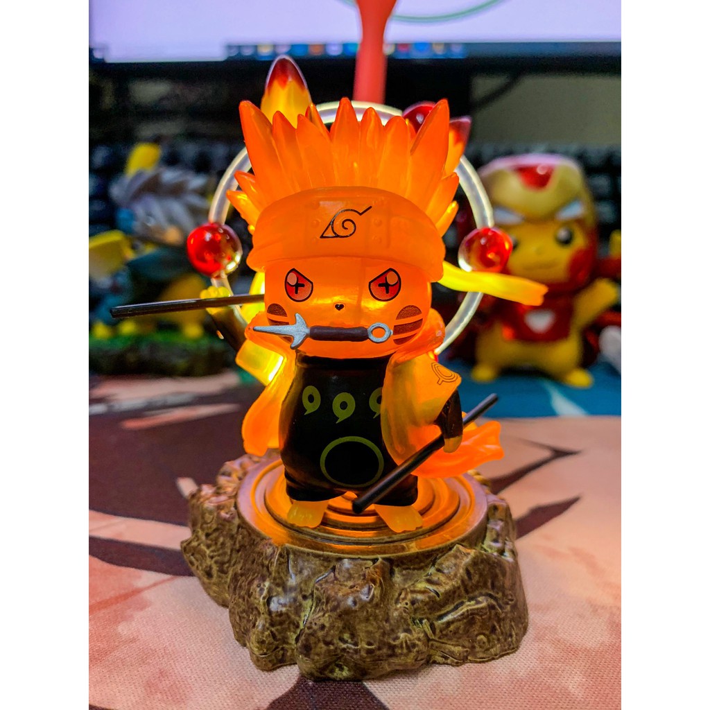 Mô hình Pikachu Naruto trang trí góc học tập, làm việc, góc gaming, làm giá đỡ VGA cao 11cm