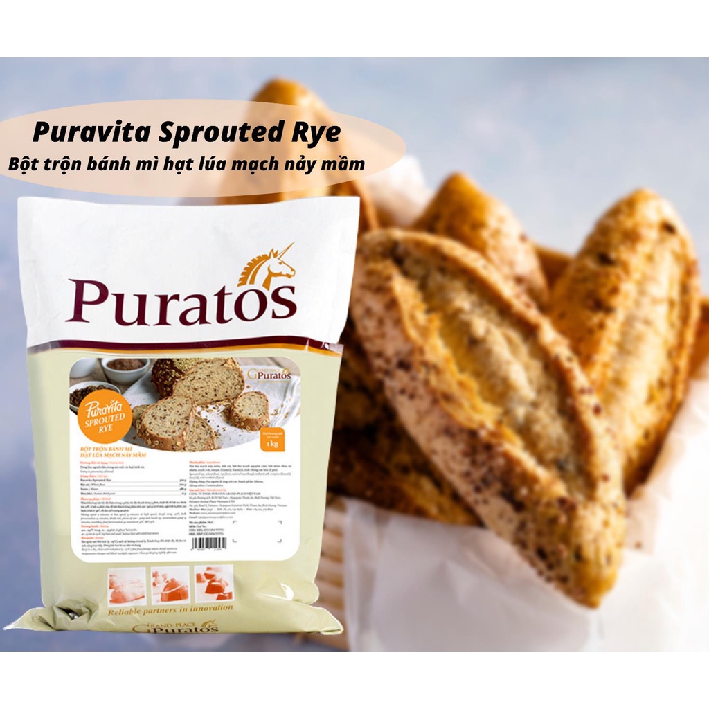 Bột Trộn Bánh Mì Puratos Grand-Place VN Hạt Lúa Mạch Nảy Mầm Puravita Sprouted Rye_1kg-4015573