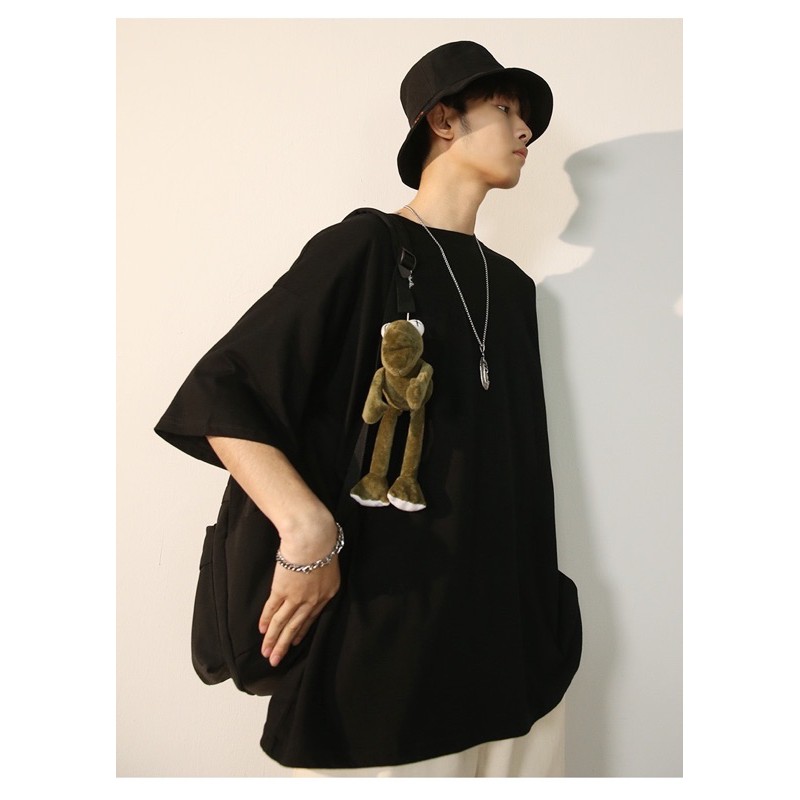 ÁO THUN TAY LỠ COTTON ĐEN TRƠN FORM RỘNG UNISEX (có hình chụp thật)