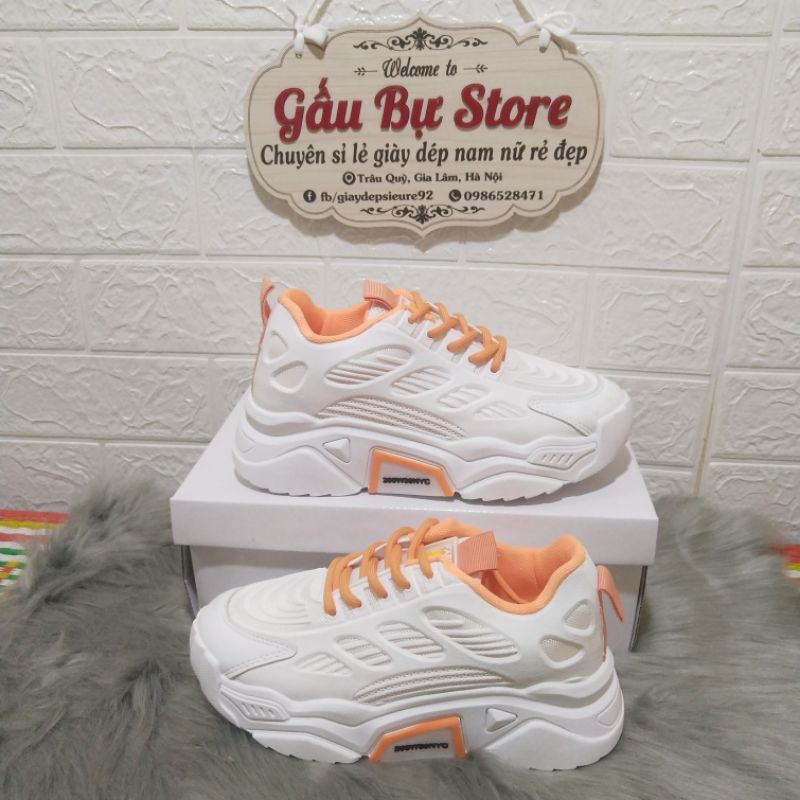 Giày Sneaker Nữ Viền Cam Siêu Hot