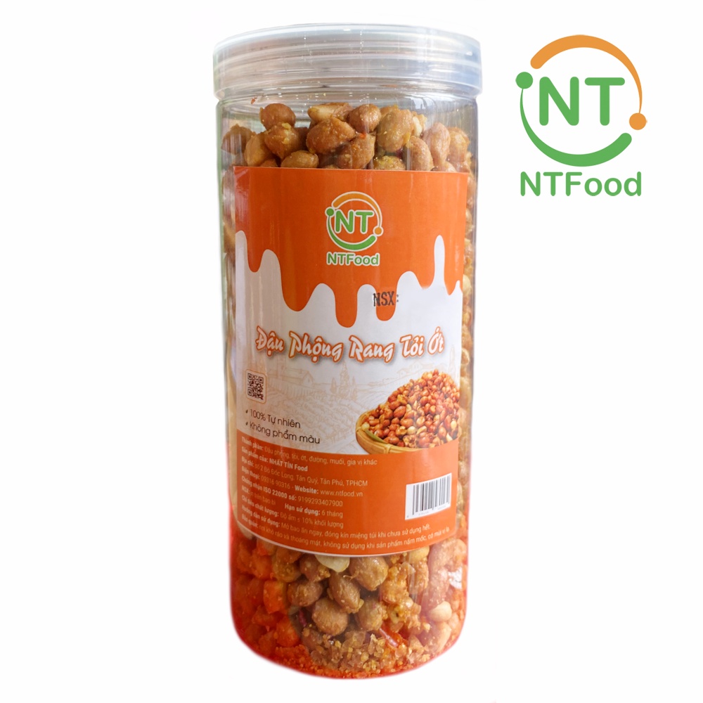 Đậu phộng rang tỏi ớt NTFood hũ 500gr - Thơm lừng, Béo ngậy - Nhất Tín Food