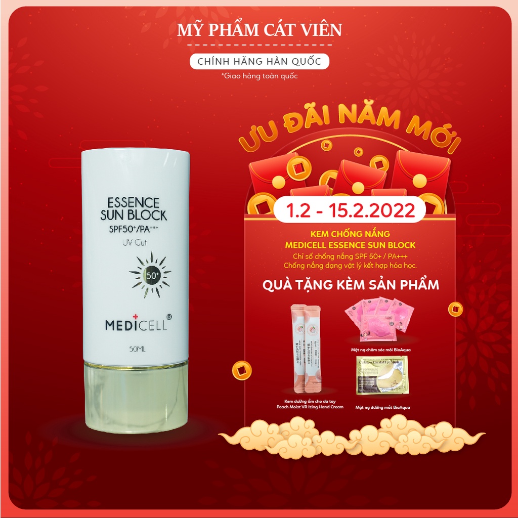 Kem chống nắng nâng tone Medicell, chống tia UV ánh sáng xanh SPF 50 PA+++, dưỡng ẩm dưỡng trắng cho mọi loại da 50ml