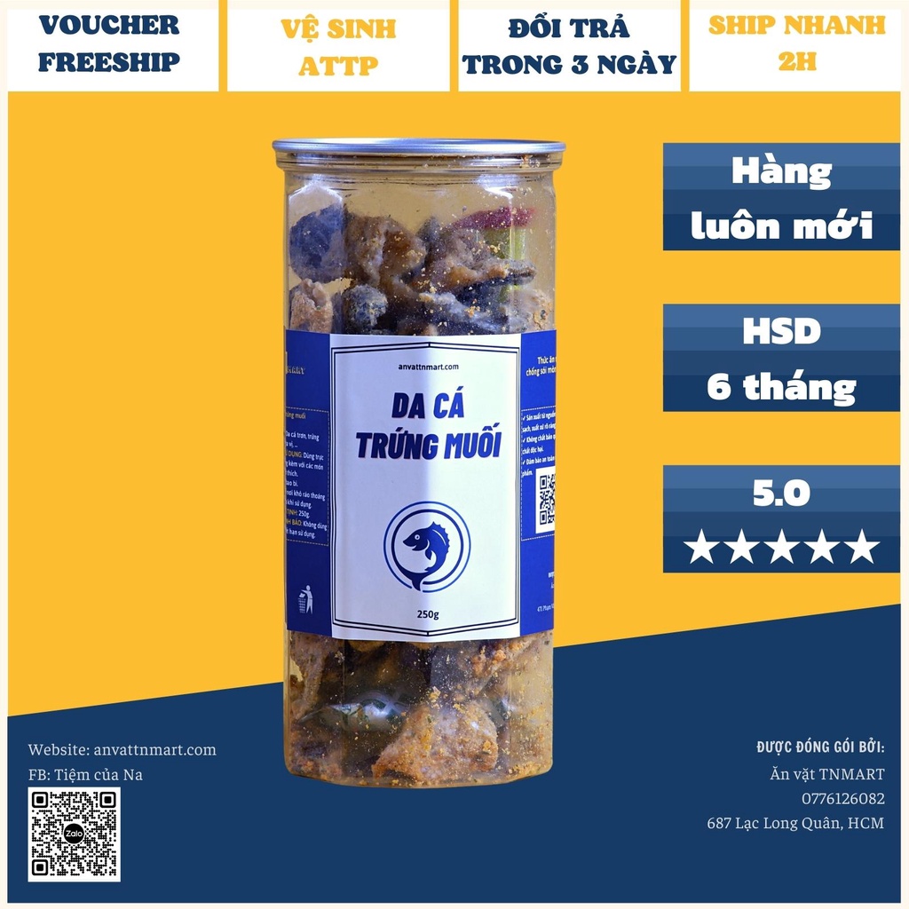 Da cá hồi sấy trứng muối lon pet 250g ăn vặt TiNimart vừa ngon vừa rẽ Tân Bình