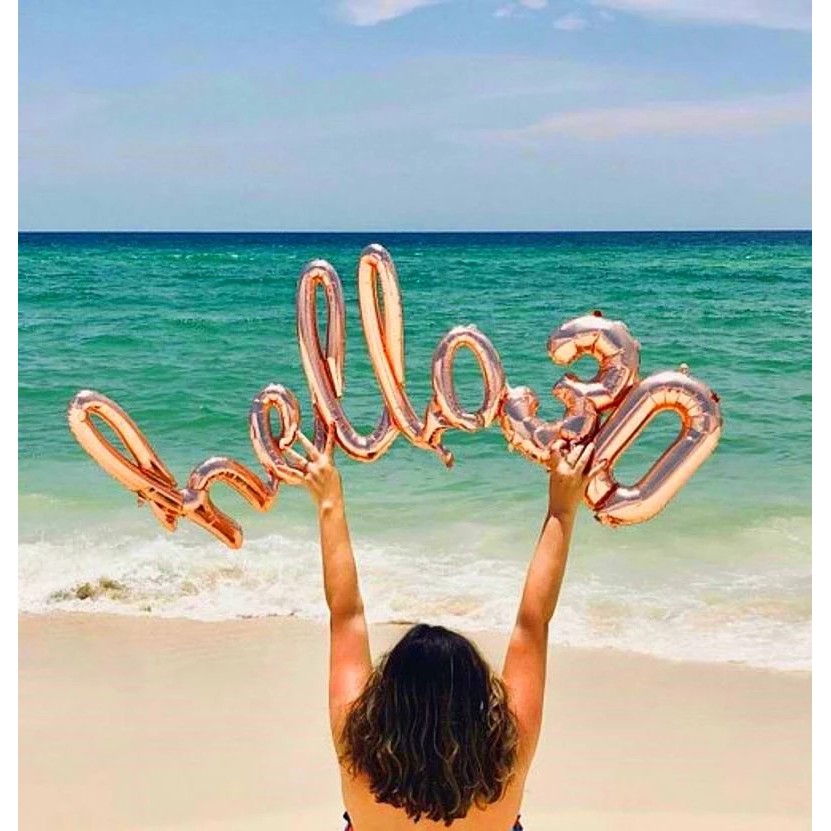 Bong bóng bơm hơi hình hello và số tuổi tùy chọn dùng trang trí tiệc sinh nhật