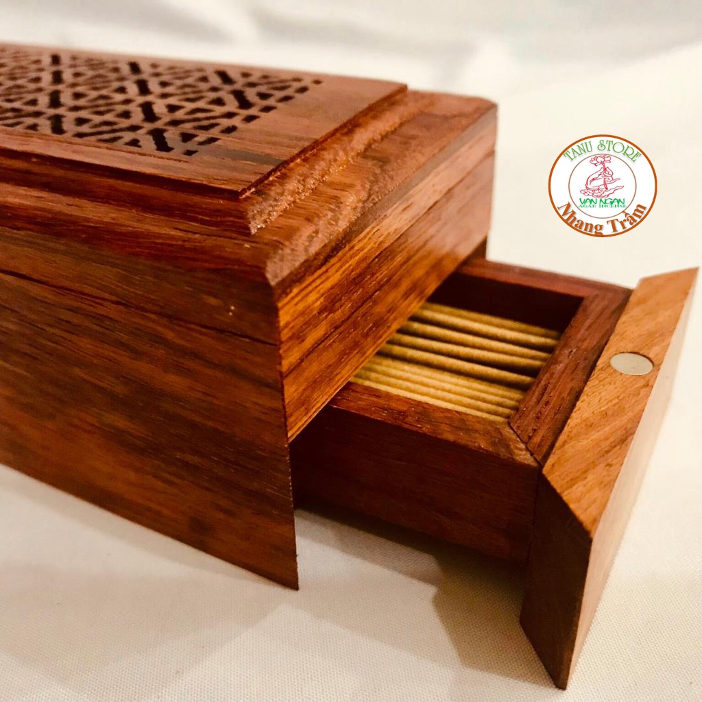 HỘP CHỮ NHẬT XÔNG NHANG TRẦM (MẪU LỚN)- CÓ NGĂN CHỨA NHANG VÀ NGĂN XÔNG NHANG, RẤT TIỆN LỢI VÀ SANG TRỌNG- TANU STORE