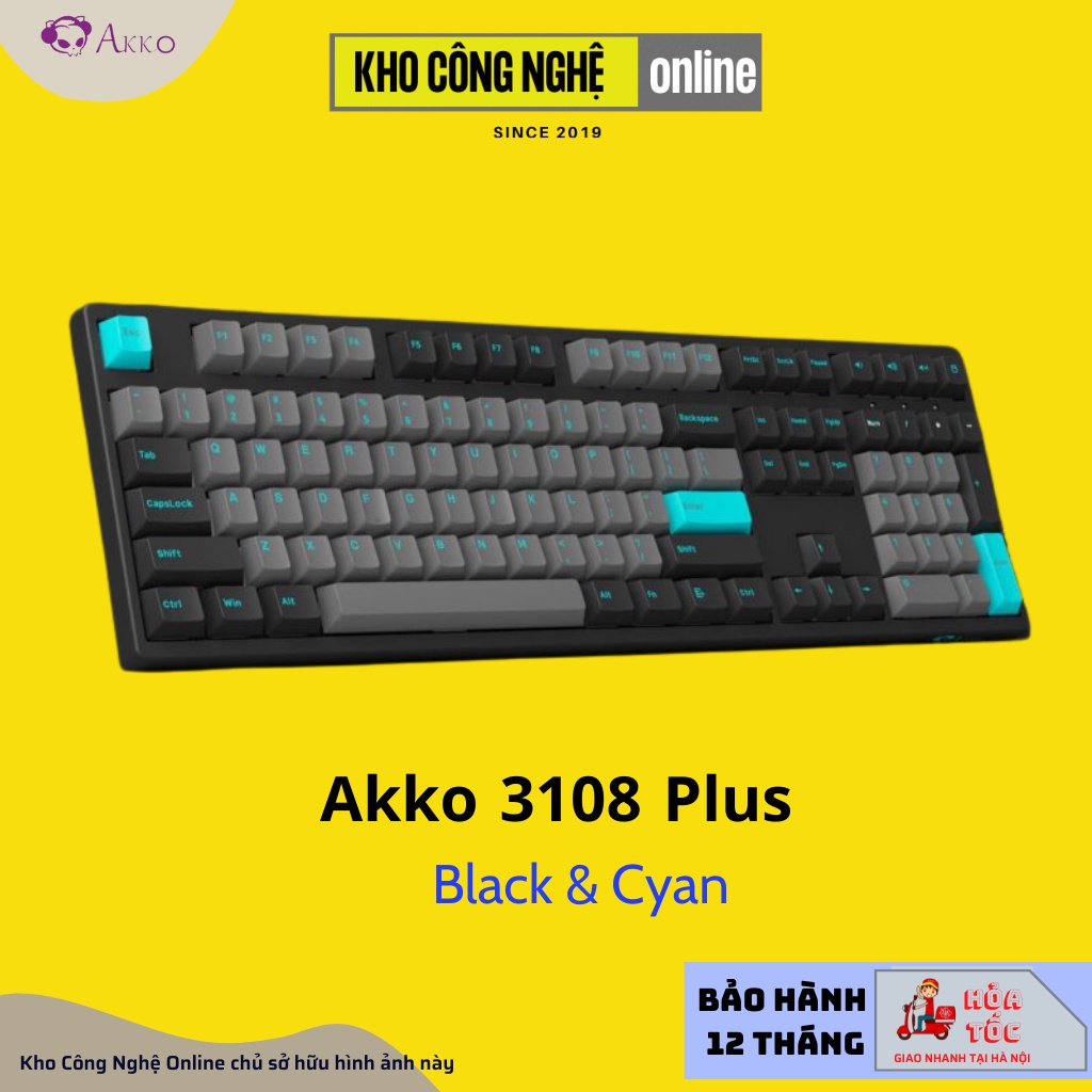 Bàn Phím Cơ Akko 3108 Plus Black &amp; Cyan | Prunus Lannesiana (Foam tiêu âm, Akko CS Switch)