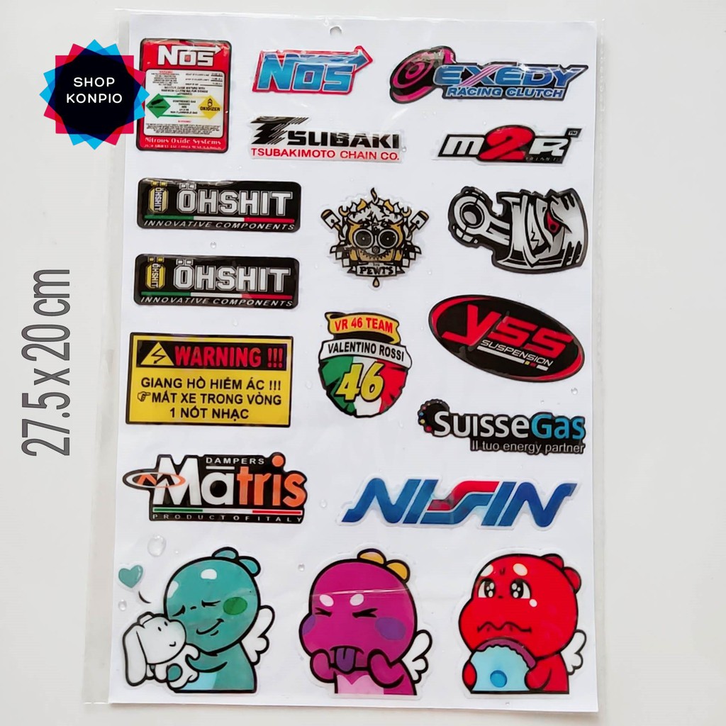 Bộ Tem Sticker Nisin Matris Yss Dập Nổi Cao Cấp Dán Xe Máy, Ô Tô, Mũ Bảo Hiểm, Chống Thấm Nước, Chống Bay Màu