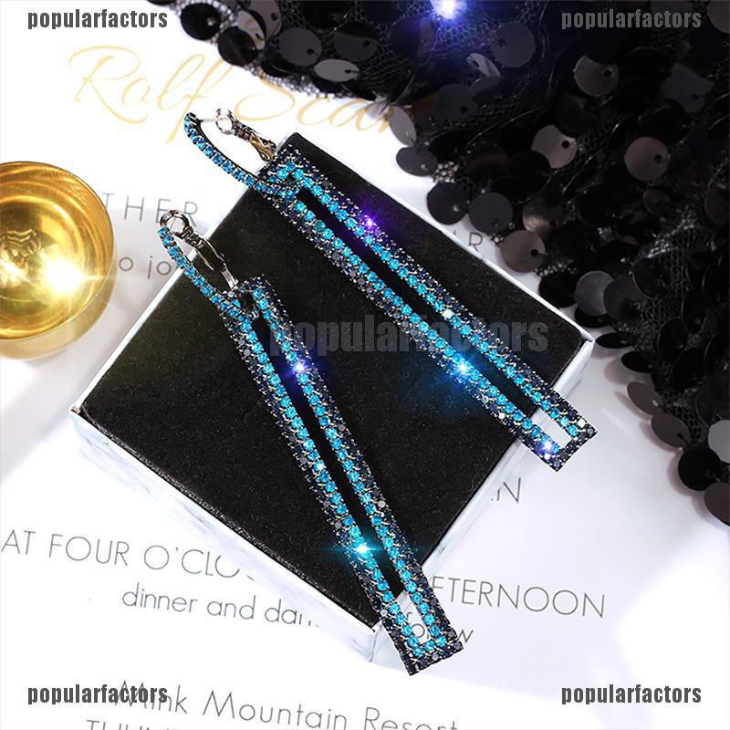 Bông Tai Hình Học Dáng Dài Đính Đá Thời Trang Dành Cho Nữ