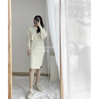 SET ĐẦM THUN KÈM ÁO CROP