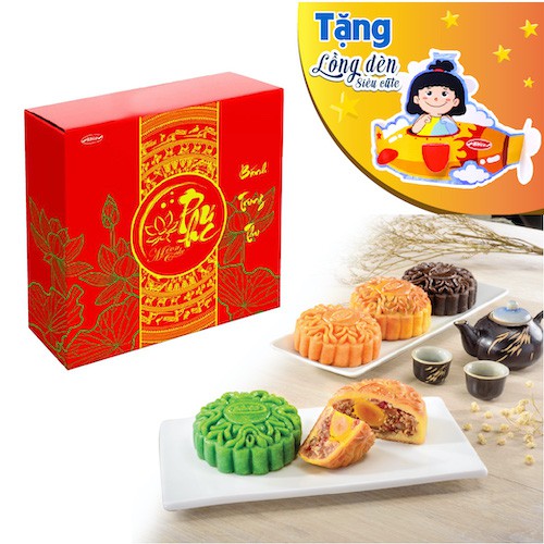 Bánh trung thu 2 trứng 250G (4 bánh) Bibica