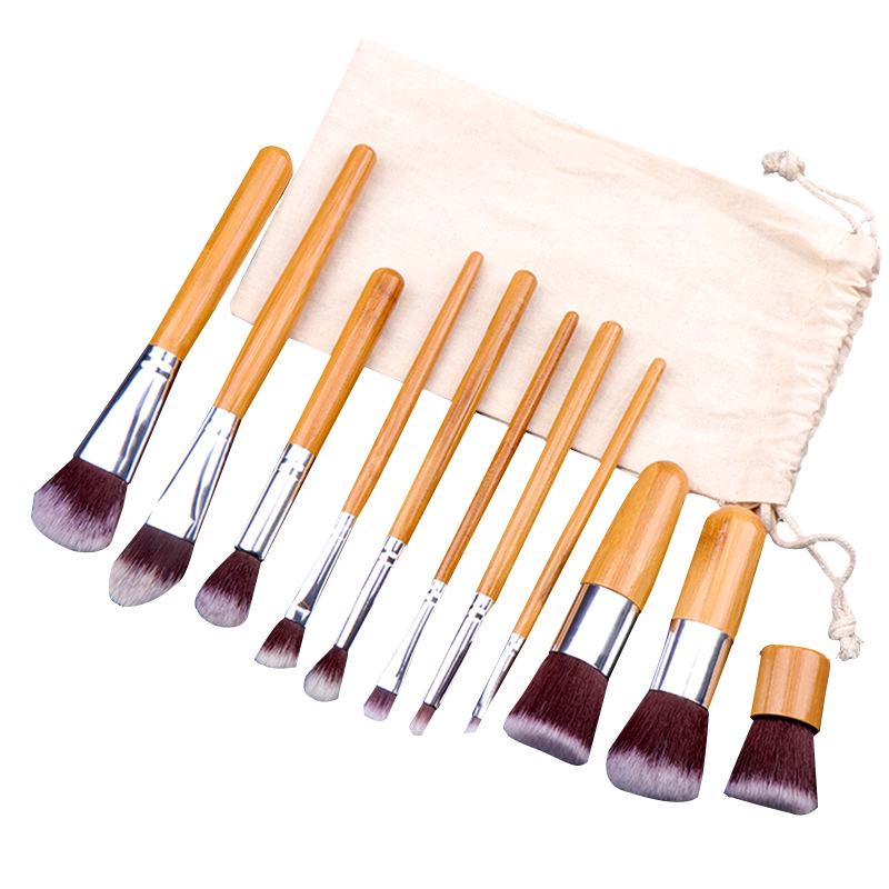 11 pcs/Pack Beauty Tools Makeup Brush Bamboo Handle