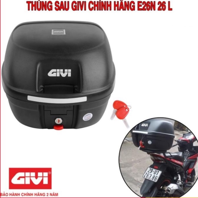 Combo Thùng Givi E26N Tặng Kèm Đế Gắn Và Baga Sau Givi MV - Gắn Cho Mọi Xe Như Winner X- Exciter 150 Wave Sirius...