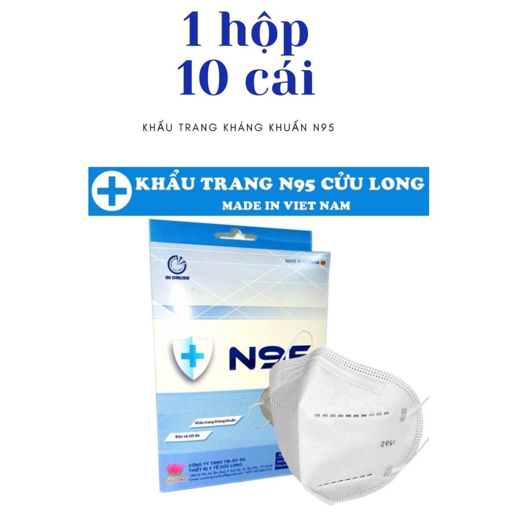 {HÀNG TỐT] 1 Hộp 10 Khẩu Trang  N95 Thiết Kế Kháng Khuẩn Cao Cấp Chính Hãng N95 Cửu Long N95 | BigBuy360 - bigbuy360.vn