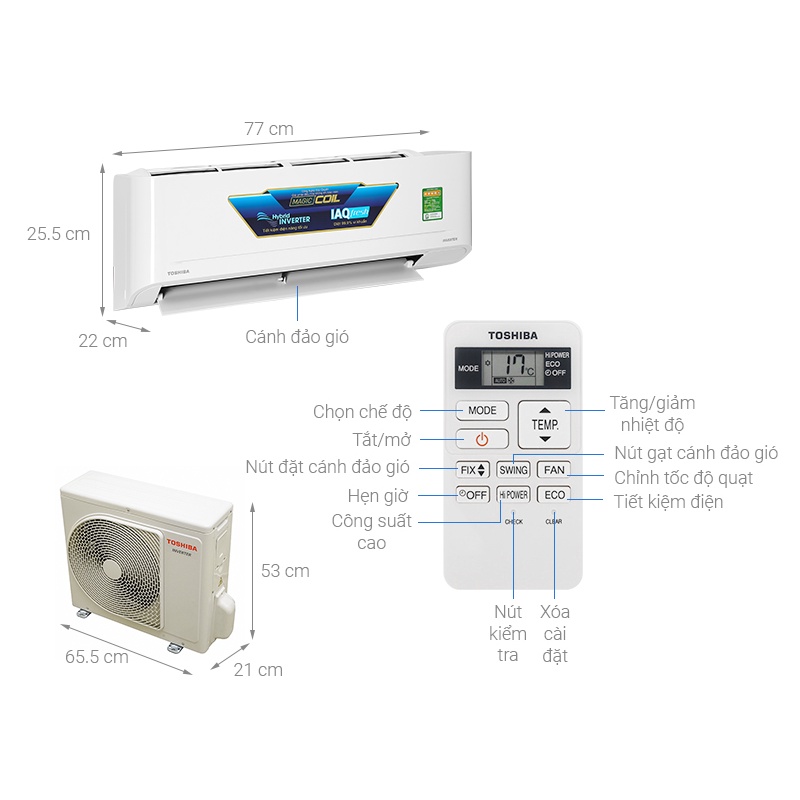 Máy lạnh Toshiba 1 HP Inverter RAS-H10C4KCVG-V 2022  - Điện Máy Kho Rẻ