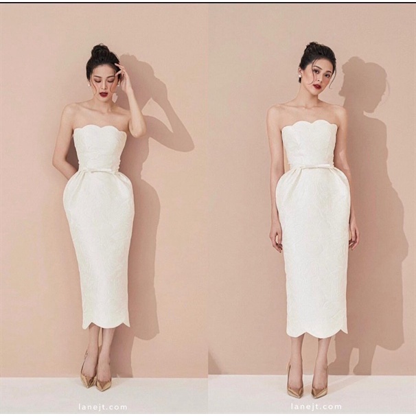 Đầm dài 2 dây nơ nhỏ eo 1173 - đầm thời trang nữ