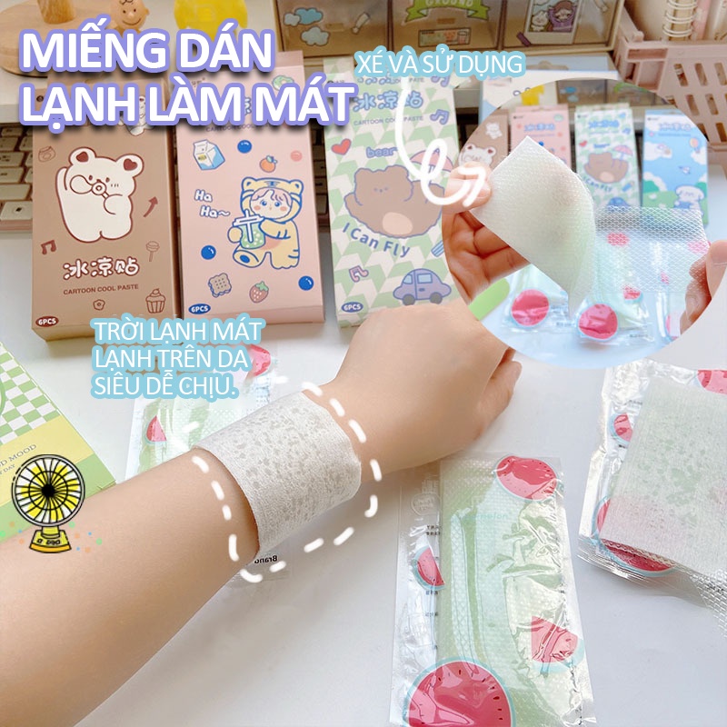 [HCM-KissBeautyShop] Miếng dán lạnh làm mát mùa hè hương trái cây thơm mát 1 hộp 6 miếng KB-BLT