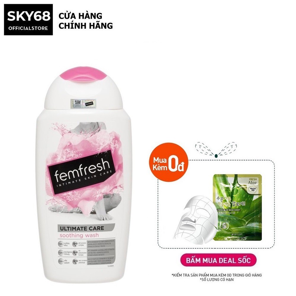 Dung dịch vệ sinh phụ nữ cao cấp Femfresh Soothing Wash 250ml - Hồng