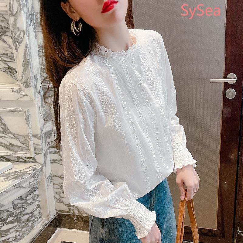 Áo Sơ Mi Phối Ren Plus size Thời Trang Mùa Thu Dành Cho Nữ