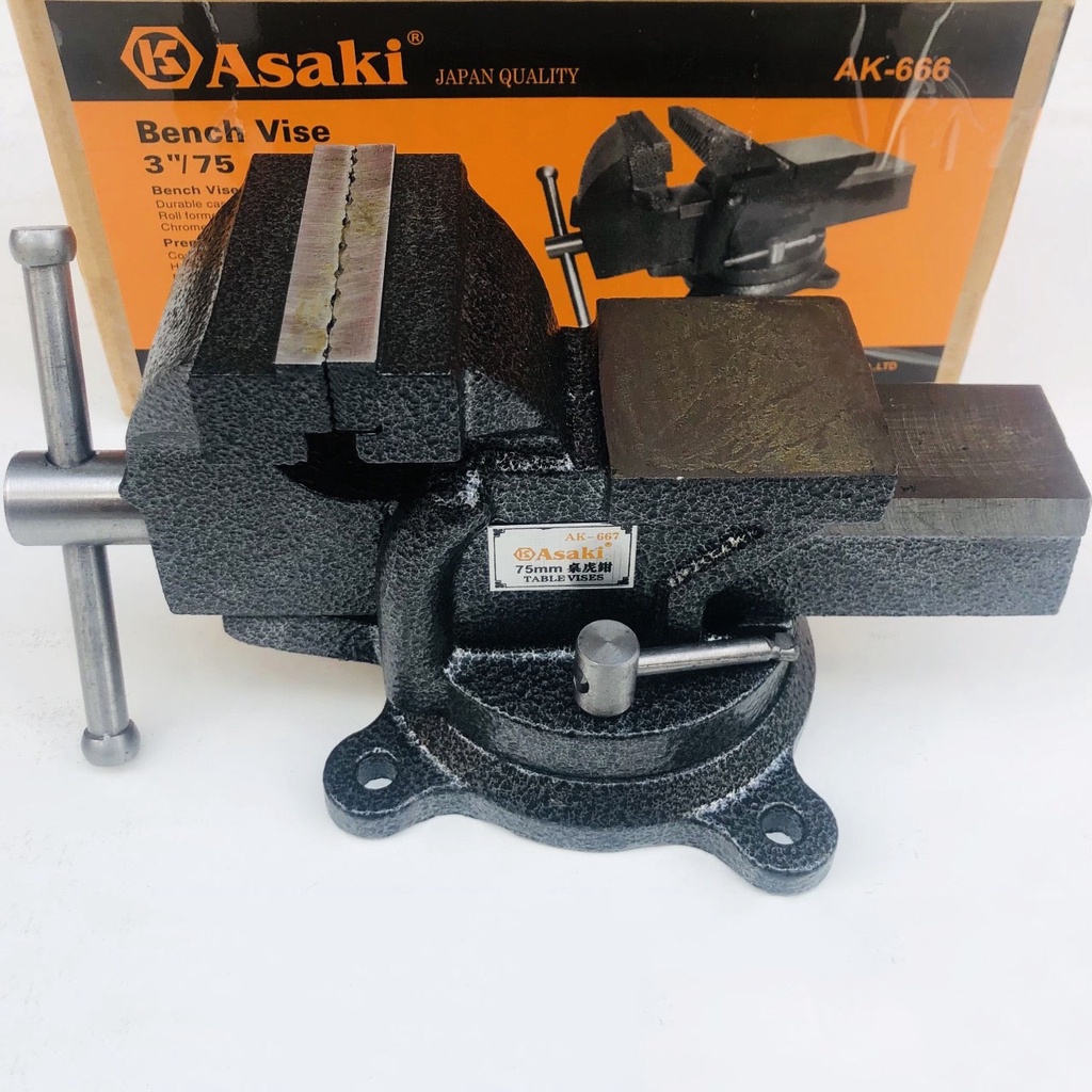 Ê tô bàn nguội 75mm/3" xoay 360 độ Asaki AK-666, E tô chất lượng cao giá tốt, shop uy tín