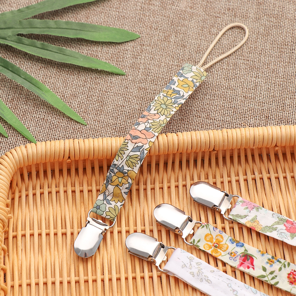 LAYOR Printing New Infant Feeding Linen Cotton Anti-fall Pacifier Clip