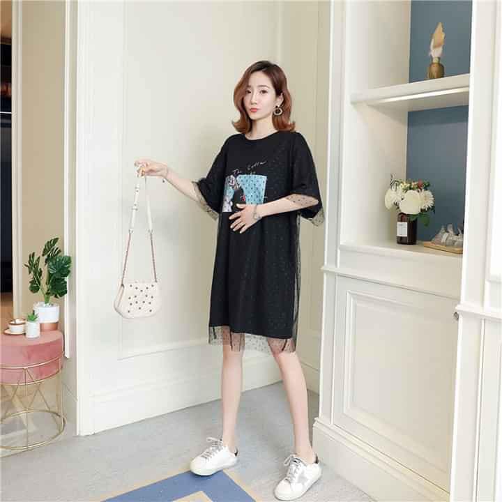 váy bầu công sở phối ren siêu lạ( kèm ảnh thật) w160