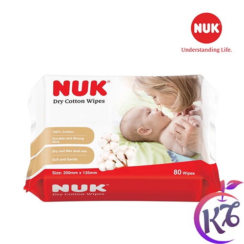 Khăn vải khô đa năng NUK 80 tờ 20x13.5cm / gói - khăn đa năng dùng làm khăn lau, khăn ướt, lót thấm sữa, khăn tẩy trang