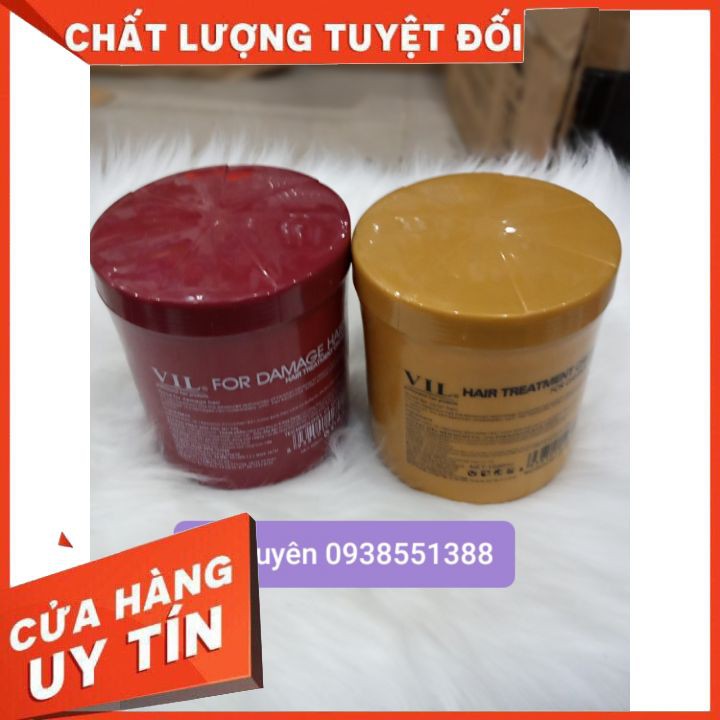 HẤP DẦU KEM Ủ COLLAGEN VÀNG ĐỎ VIL-1000ML  phục hồi tóc nát , giữ màu siêu thơm suôn mềm óng mượt tóc cao cấp