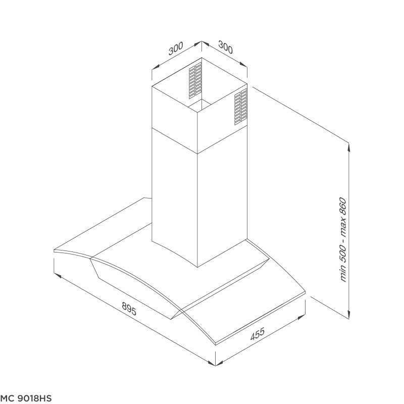 [FREESHIP HCM] Máy Hút Mùi Malloca MC 9018HS - Công Suất Hút 1200 m3/h - Ngang 89.5cm