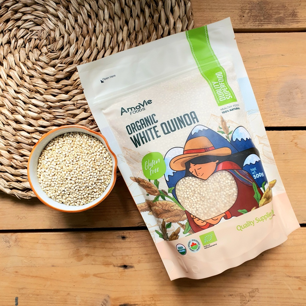 Hạt diêm mạch trắng hữu cơ 500g (Quinoa) - AmaVie Foods