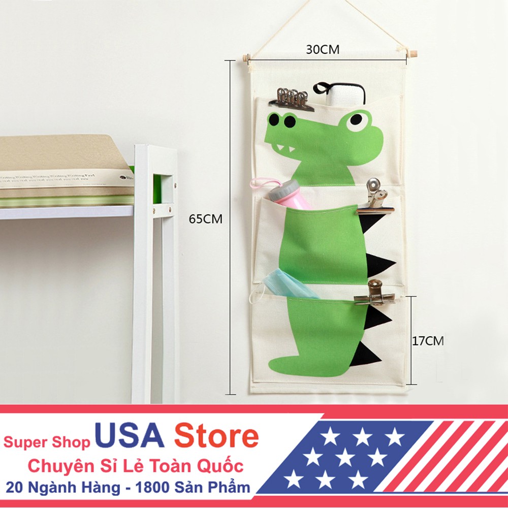 Túi Treo 3 Tầng Décor - Mẫu Mã Con Thú - Trang Trí Phòng Em Bé - Size Lớn 60 x 35cm