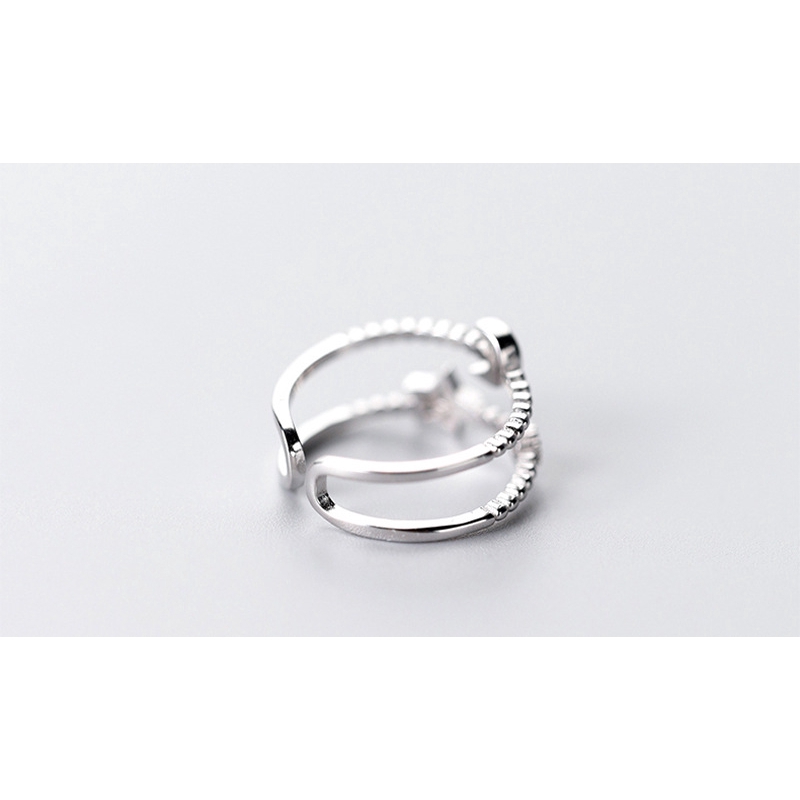 Nhẫn mở mạ bạc hình ngôi sao và mặt trăng thời trang cho nữ