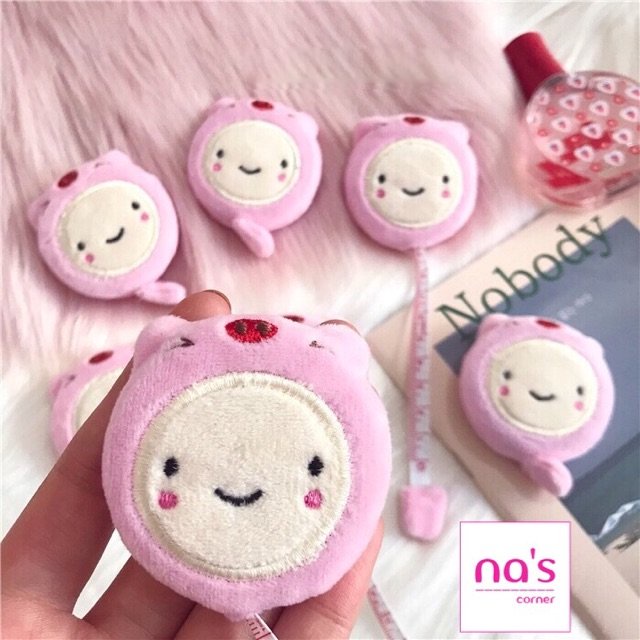 Thước dây dễ thương dài 1.5m bọc vải nhung êm mịn nhiều hình đẹp tự động rút dây