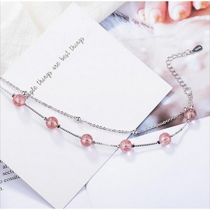 Vòng tay bạc lệ hồng lắc tay bạc xinh xắn thiết kế sáng tạo đẹp thời trang