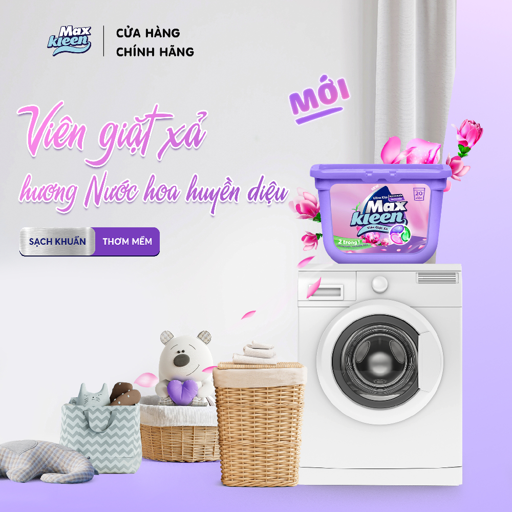 Hộp Viên Giặt Xả MaxKleen 2 Trong 1 Hương Huyền Diệu (20 Viên/Hộp)