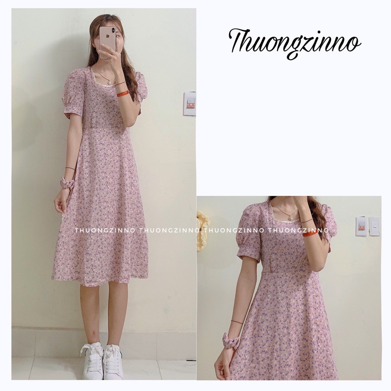 Váy hoa vintage Nàng Thơ loại đẹp dày dặn dánh dài Đầm hoa ulzzang hàng Quảng Châu | BigBuy360 - bigbuy360.vn