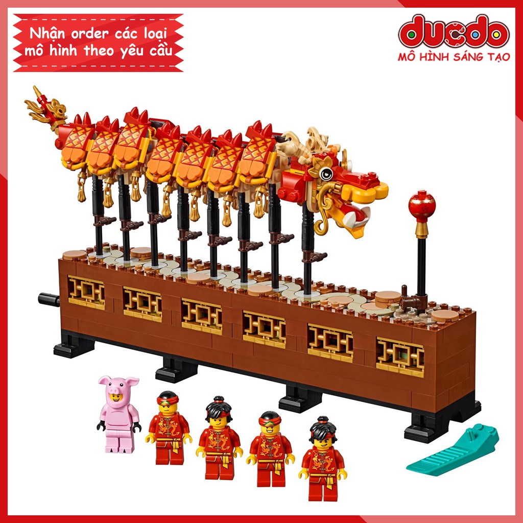 BELA 11140 Lắp ghép Múa Lân Sư Rồng đón Tết - Đồ chơi Xếp hình Mô hình Dragon Dance 80102 LEPIN 46002